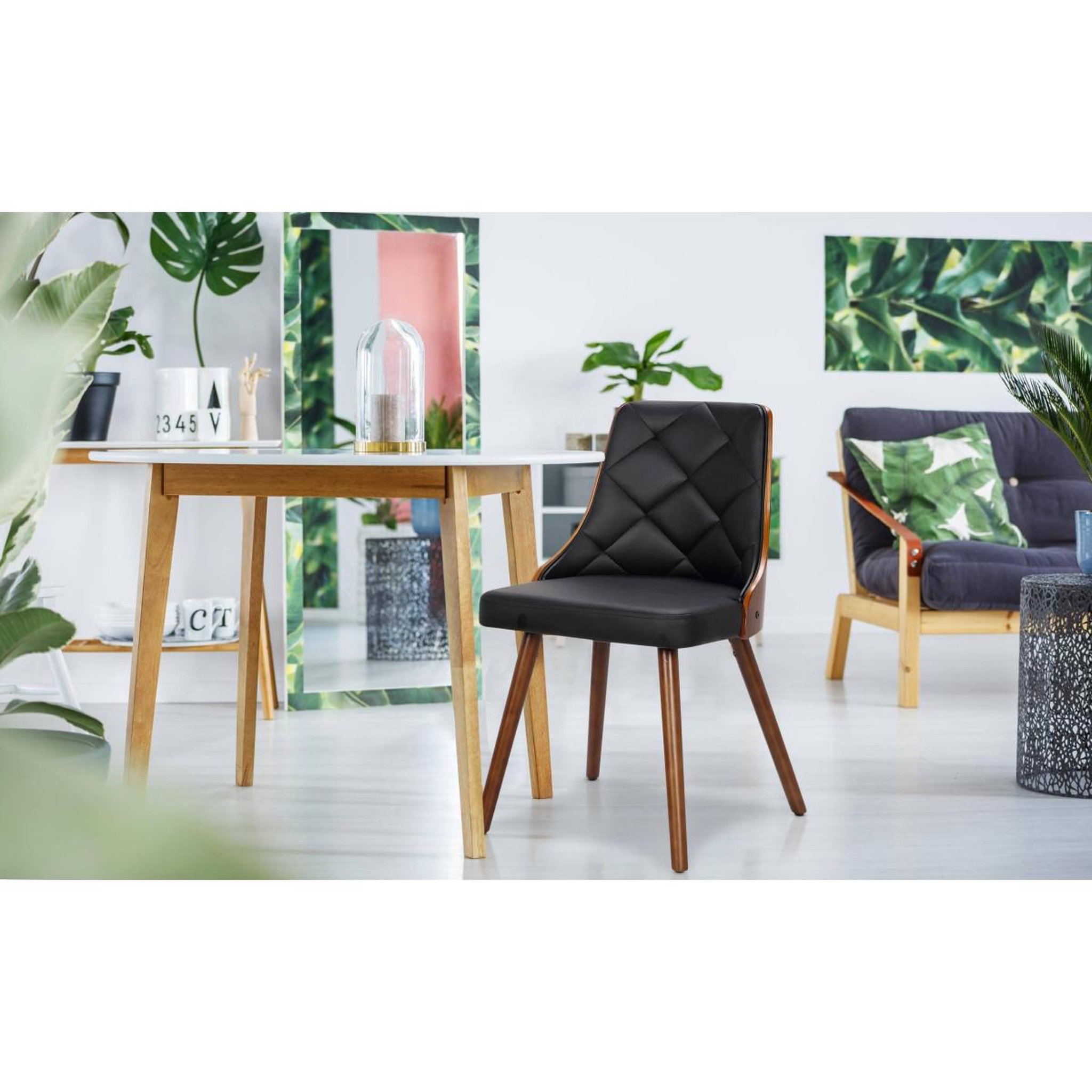 Voir la diapositive 6 : Paris Prix Lot de 4 chaises scandinave  cargo  79cm noisette & noir