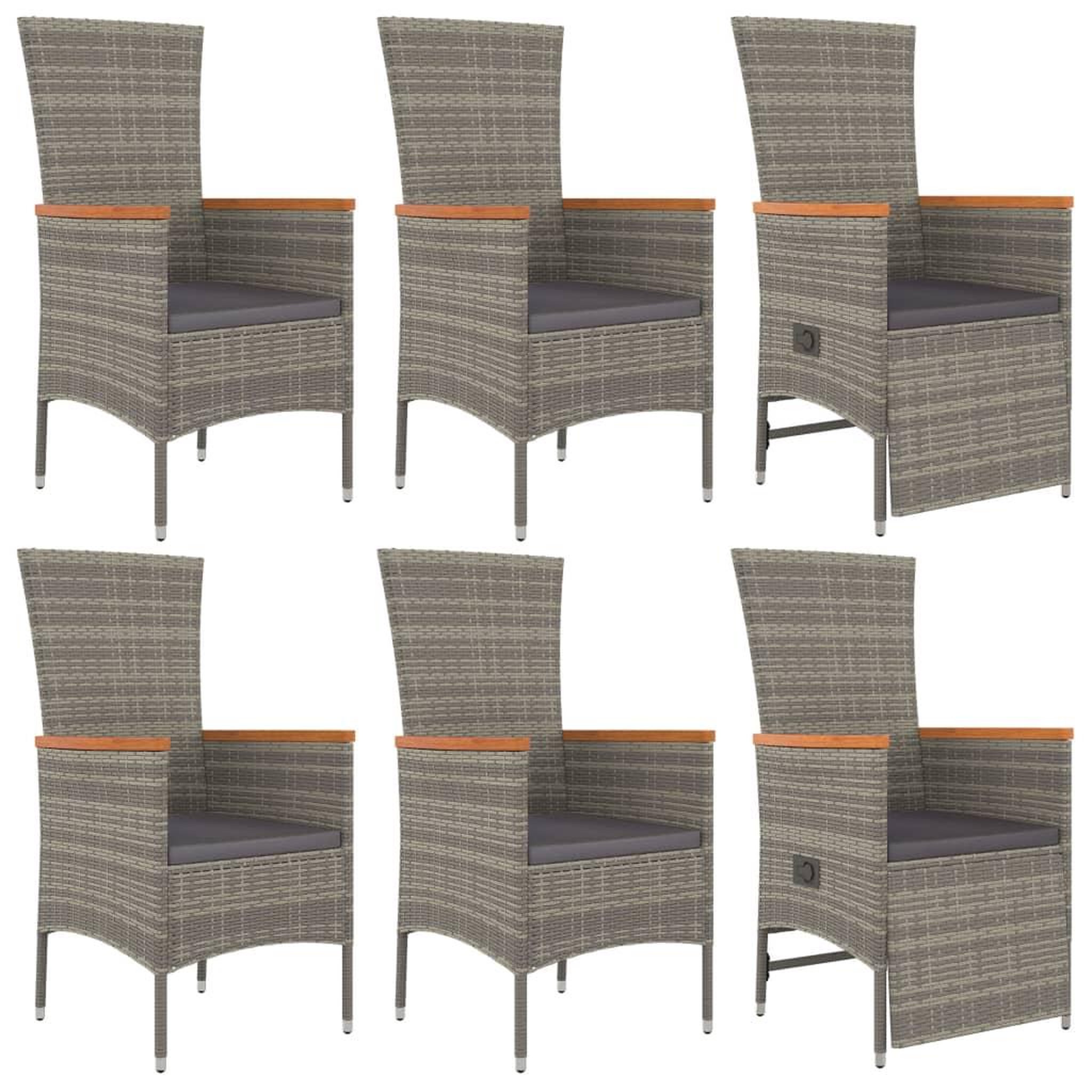 Voir la diapositive 4 : VIDAXL Ensemble a manger de jardin et coussins 7 pcs gris rotin