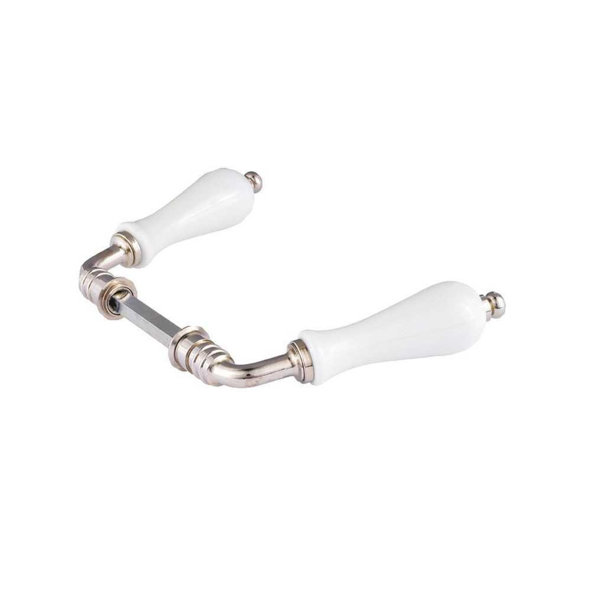 Voir la diapositive 2 : MERIGOUS Poignée de porte à double poire en porcelaine de limoges, tige carrée 6 mm, finition nickelée argenté, modèle v633311100g