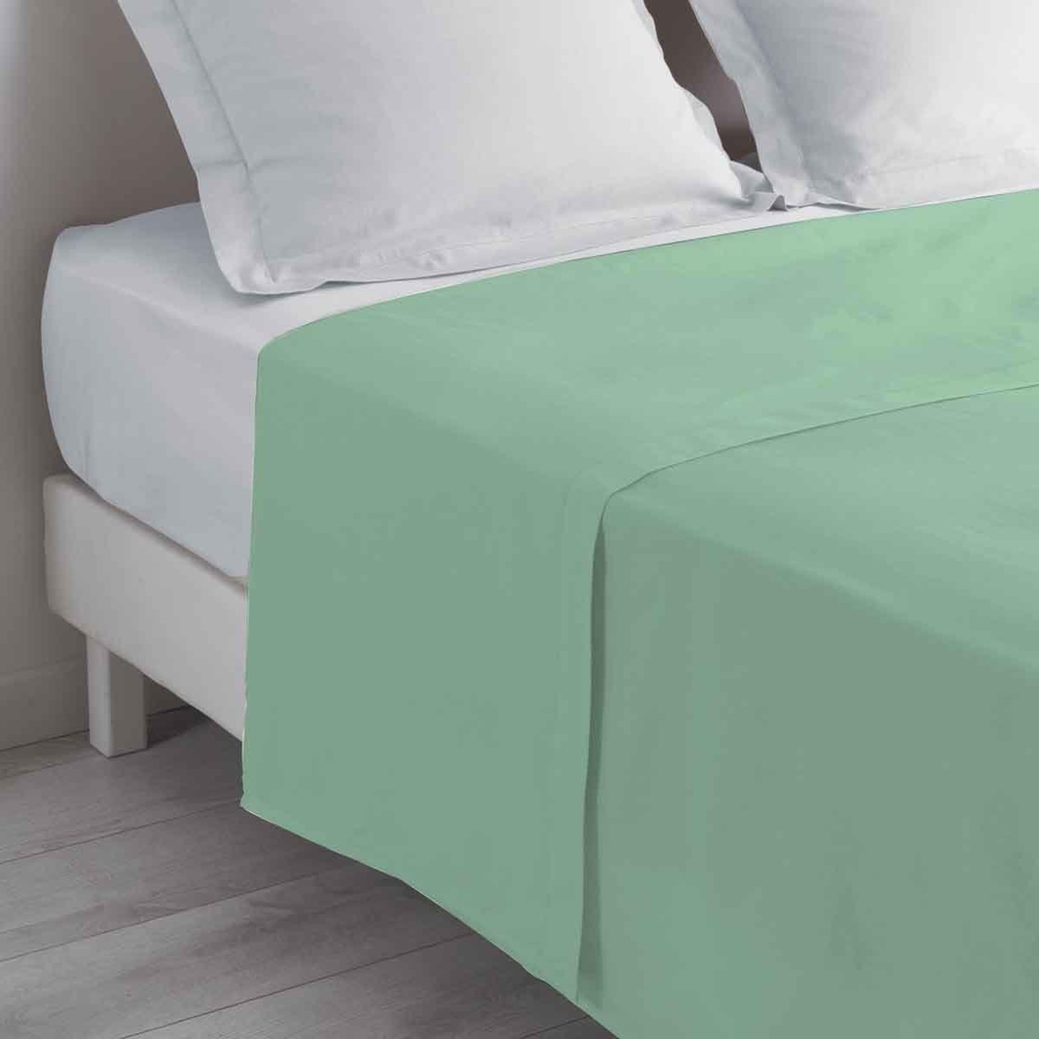 Douceur d'Intérieur Drap Plat en Coton  Biolina  180x290cm Sauge