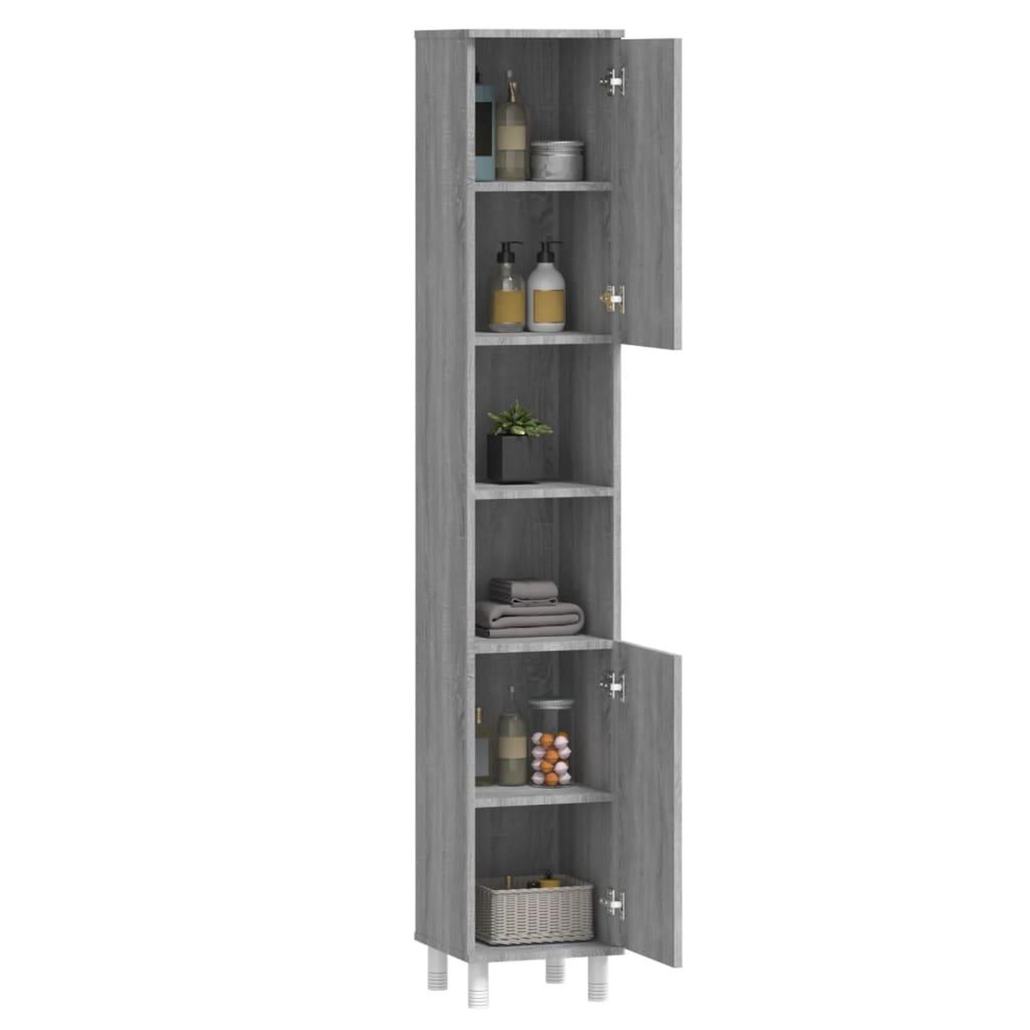 Voir la diapositive 5 : VIDAXL Armoire de bain Sonoma gris 30x30x179 cm Bois d'ingenierie