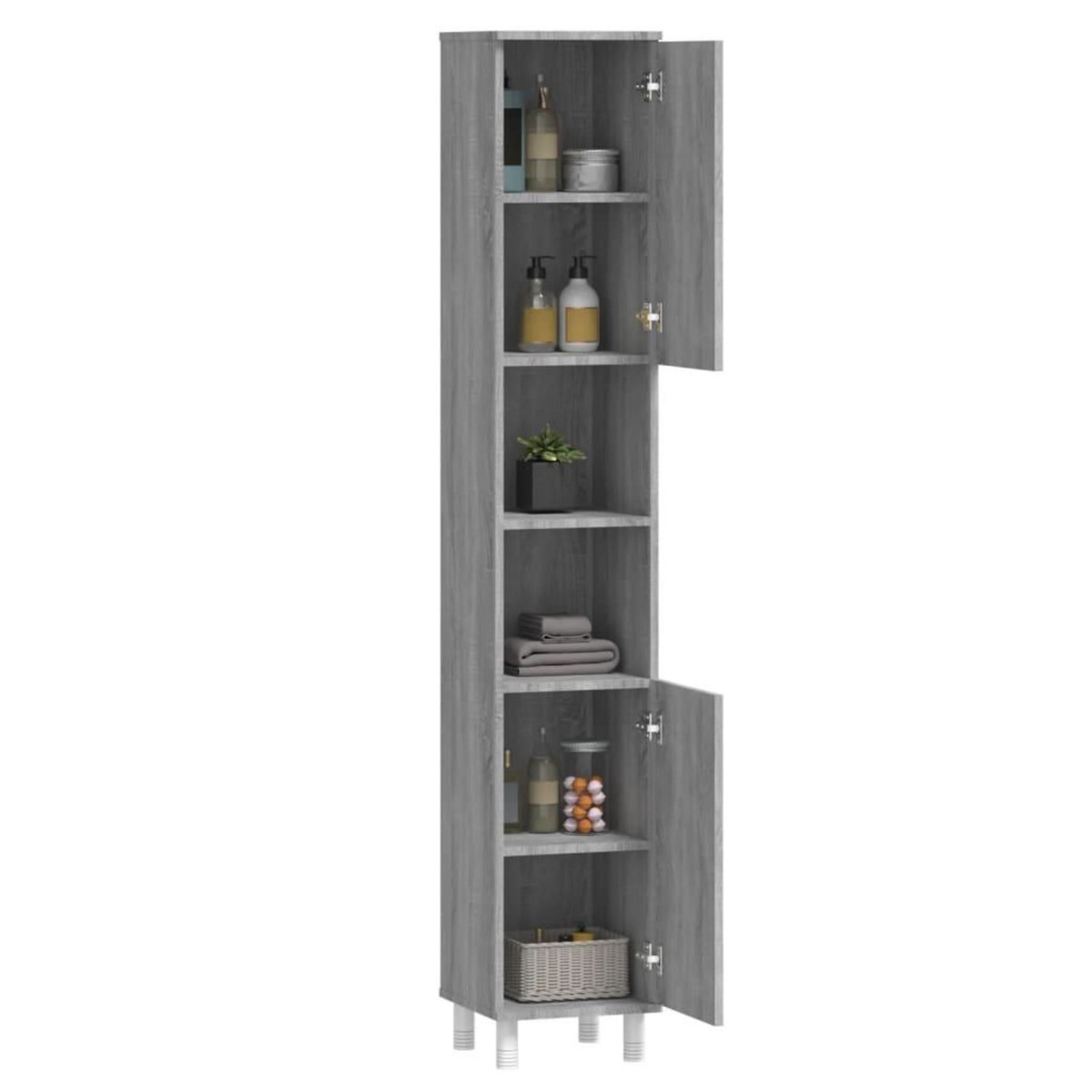 VIDAXL Armoire de bain Sonoma gris 30x30x179 cm Bois d'ingenierie