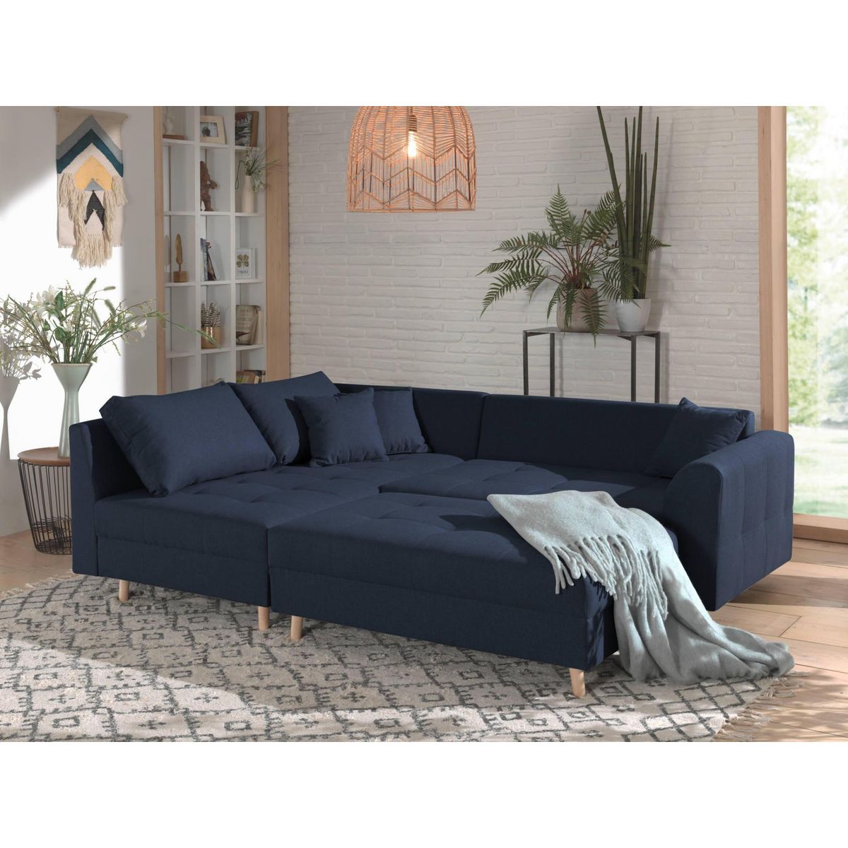 LISA DESIGN Rune - canapé d'angle - avec pouf d'appoint - 4 places - style scandinave - gauche