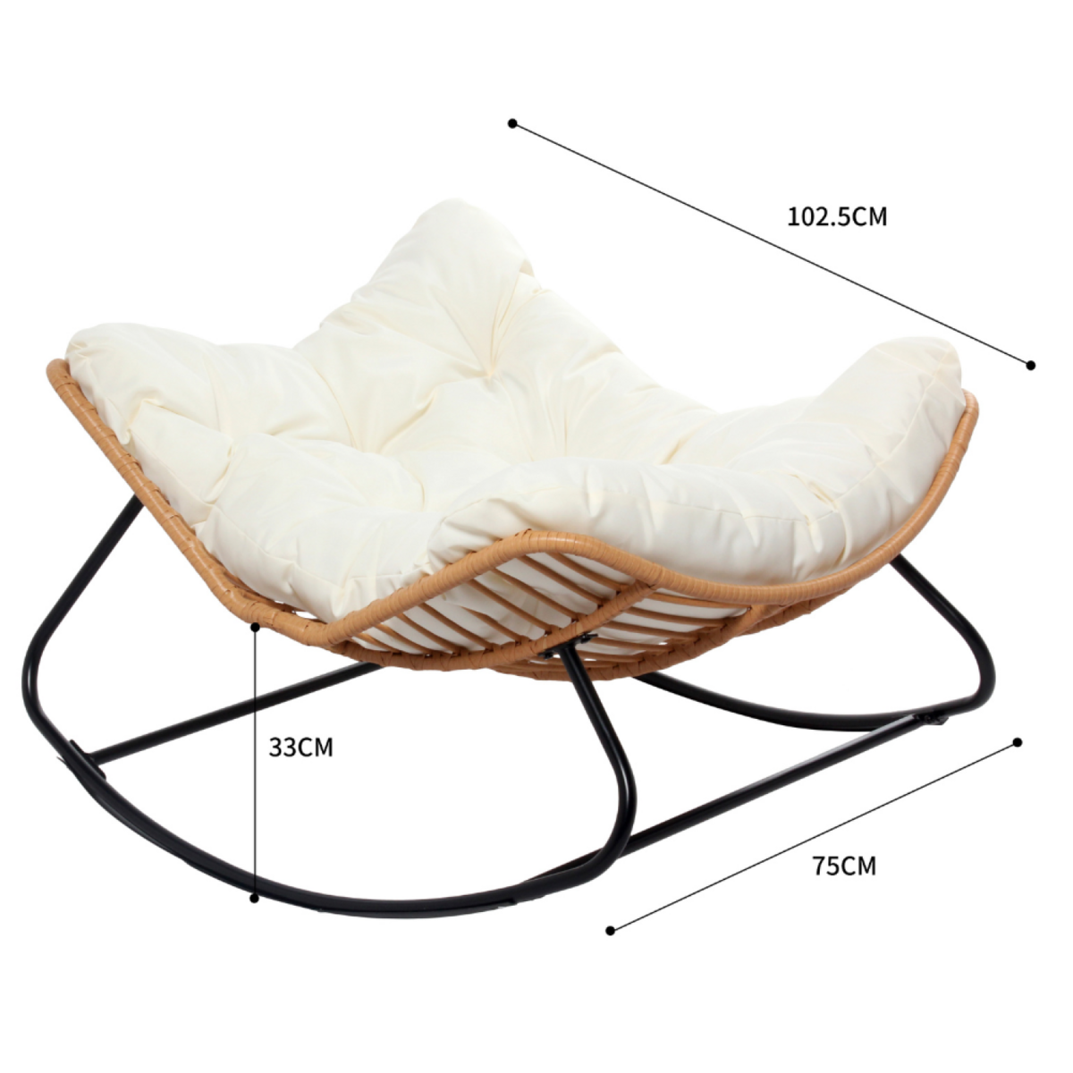 CONCEPT USINE Fauteuil à bascule en résine tressée coussin beige CANGGU
