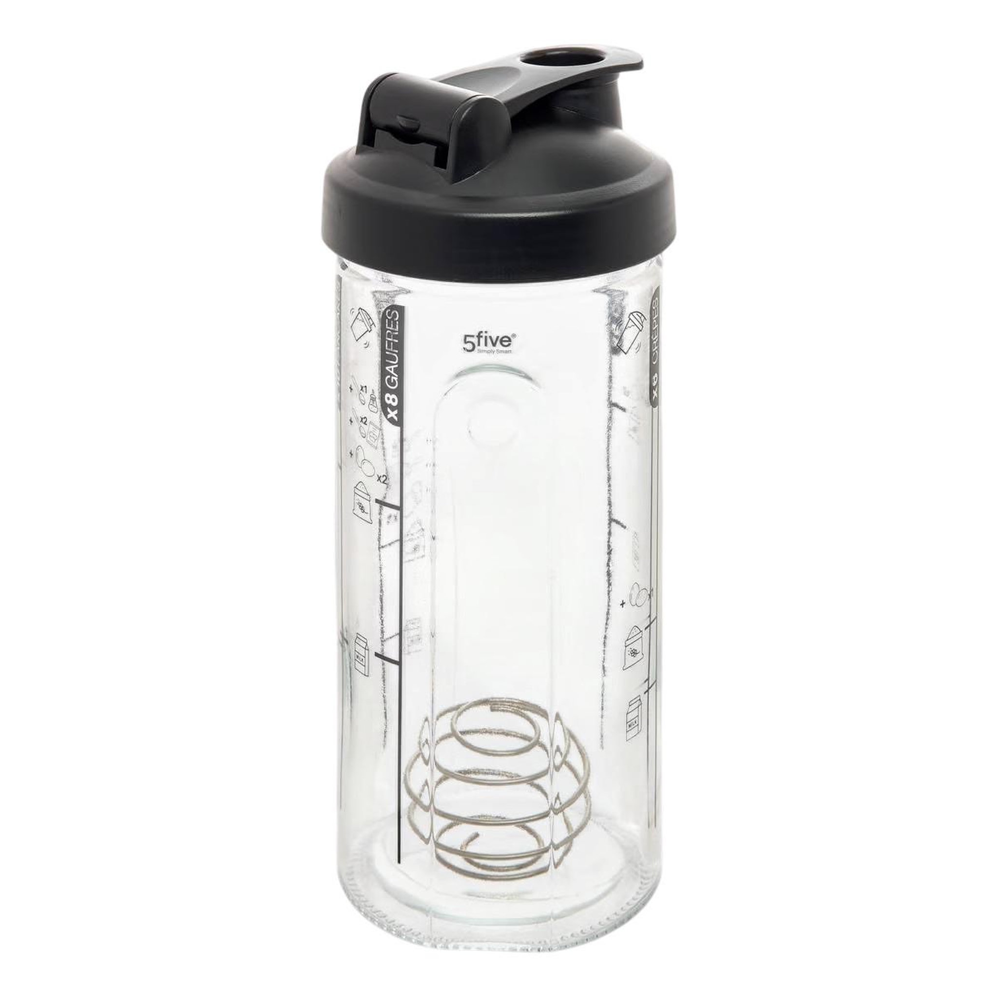 FIVE Shaker à crêpes en verre  anti-grumeaux  800ml transparent