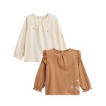 Petit Béguin Lot de 2 t-shirts enfant manches longues Chincha. Coloris disponibles : Marron