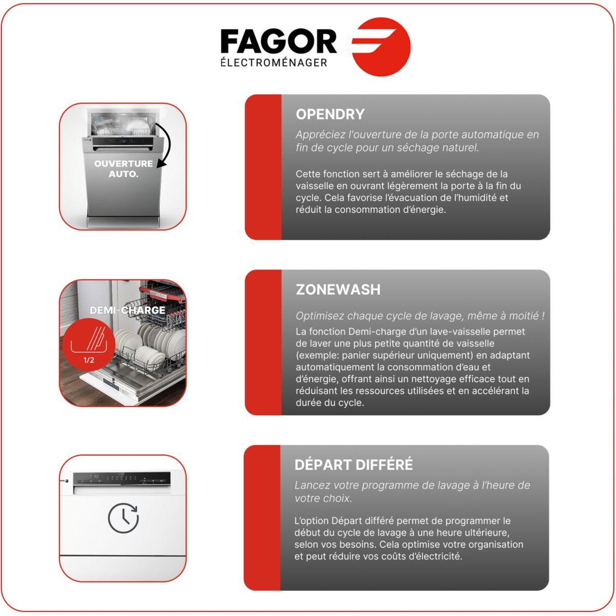 Voir la diapositive 4 : Fagor Lave vaisselle encastrable flvi1346d