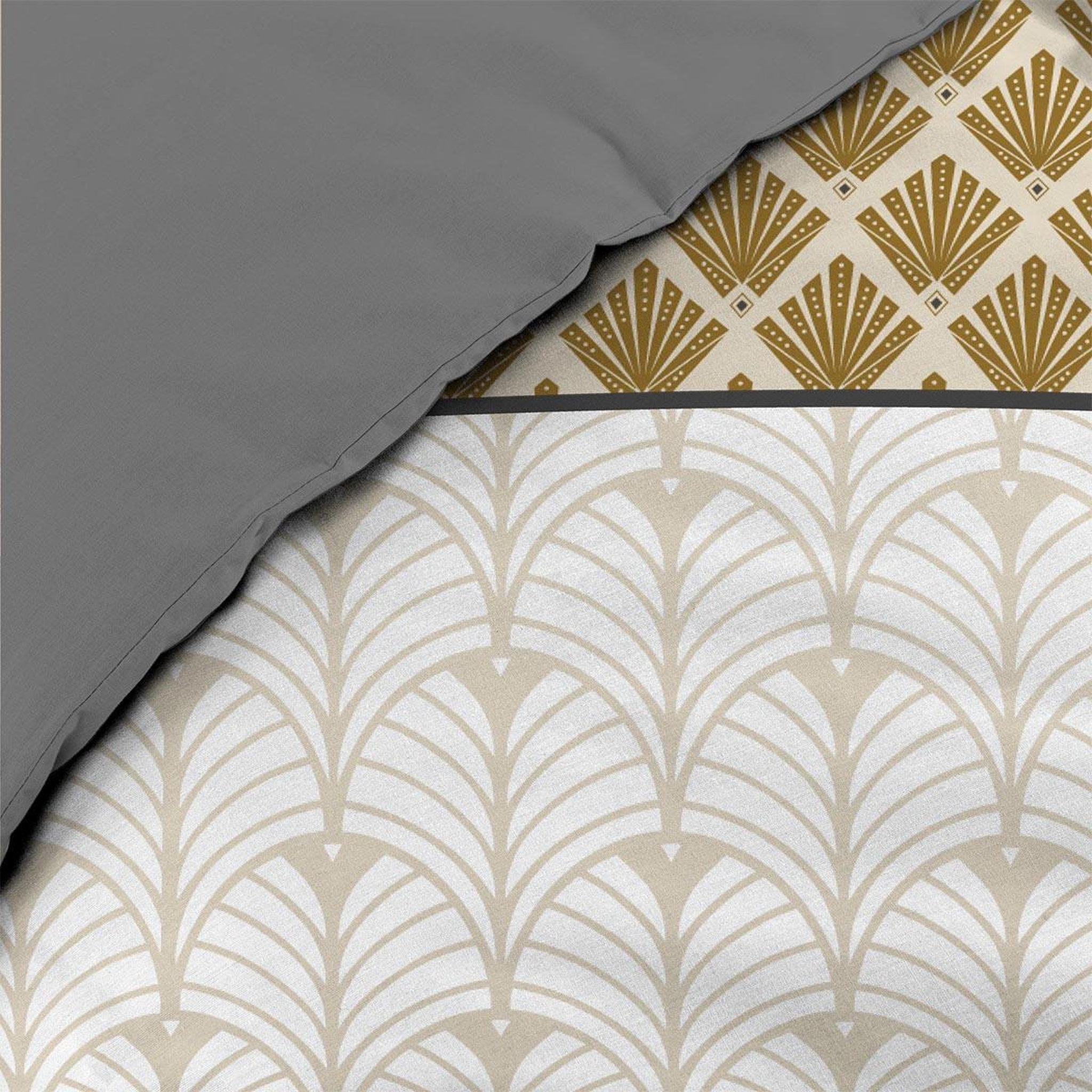 Voir la diapositive 4 : Douceur d'Intérieur Parure de lit 3 pièces  stria  240x220cm ocre