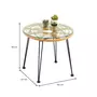 IDIMEX Table d'appoint pour jardin PARAMO, table basse d'extérieur, plateau rond en verre et imitation rotin, piètement en acier noir