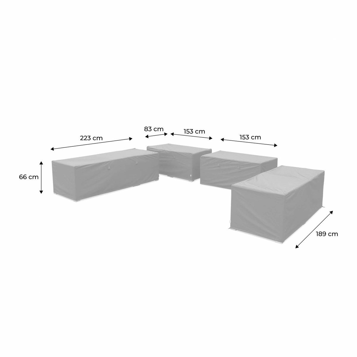 SWEEEK Ensemble de housses de protection gris foncé pour salon de jardin Tripoli et Verona - Quatre bâches. toile Oxford. en polyester enduit PA