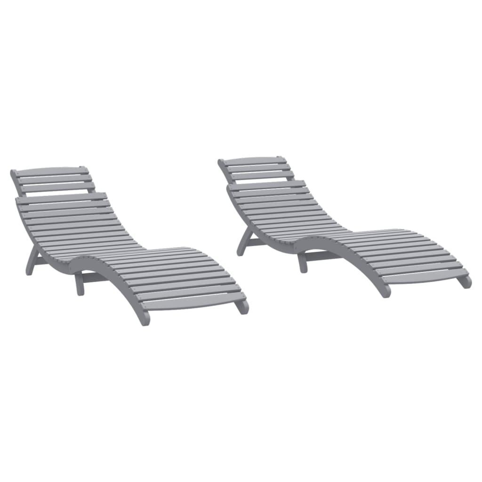 Voir la diapositive 2 : VIDAXL Chaises longues lot de 2 gris 184x55x64 cm bois massif acacia