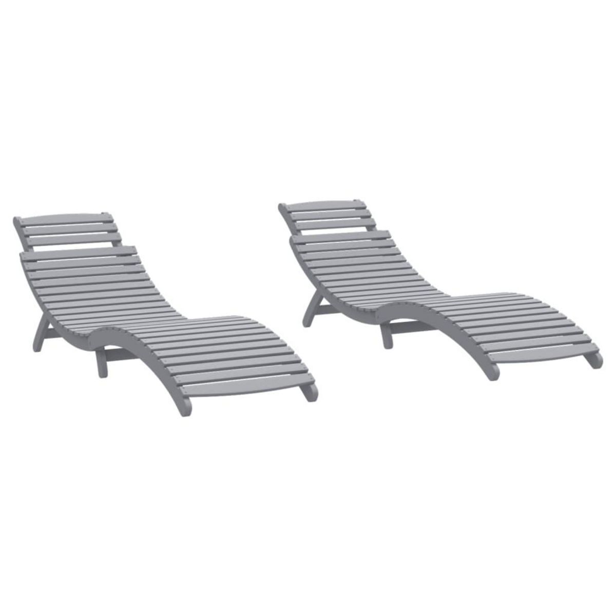 VIDAXL Chaises longues lot de 2 gris 184x55x64 cm bois massif acacia
