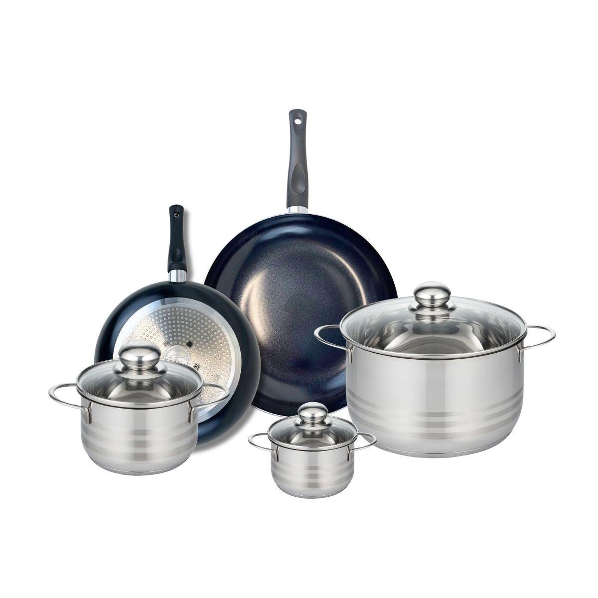 ELO Ensemble de 2 poêles de cuisson 24 et 28 cm et 3 faitouts 12, 16 et 24 cm elo prima brillant