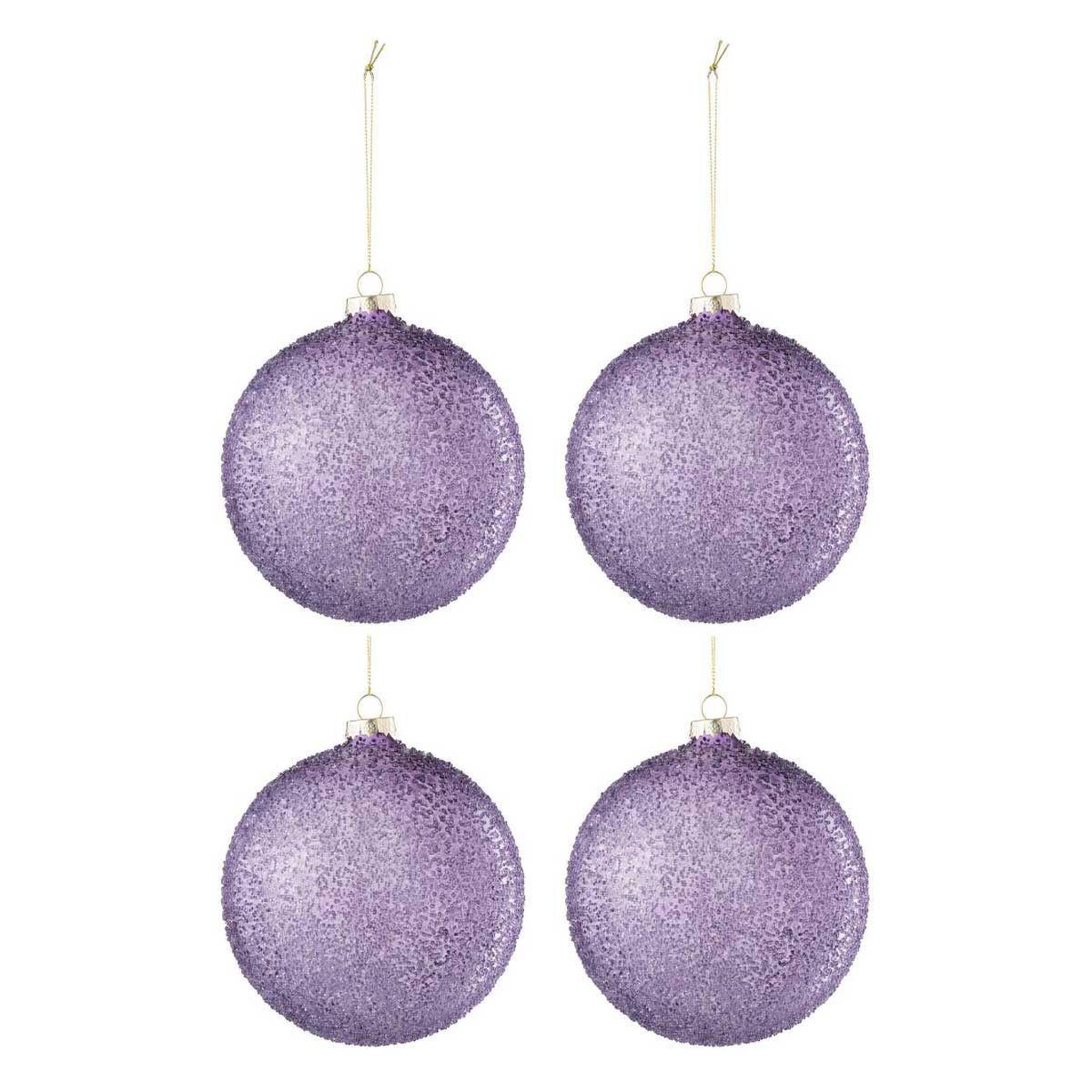 J-LINE Lot de 4 boules de noël  perla  12cm mauve