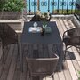 OUTSUNNY Table de jardin rectangulaire 6 personnes plateau lattes aspect bois alu gris