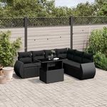 VIDAXL Salon de jardin 7 pcs avec coussins noir resine tressee