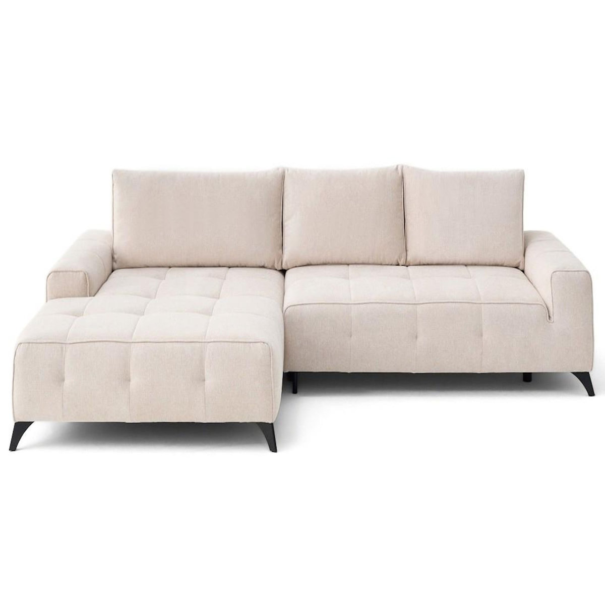 BEST MOBILIER Rimini - canapé d'angle gauche 4 places convertible avec coffre en tissu texturé
