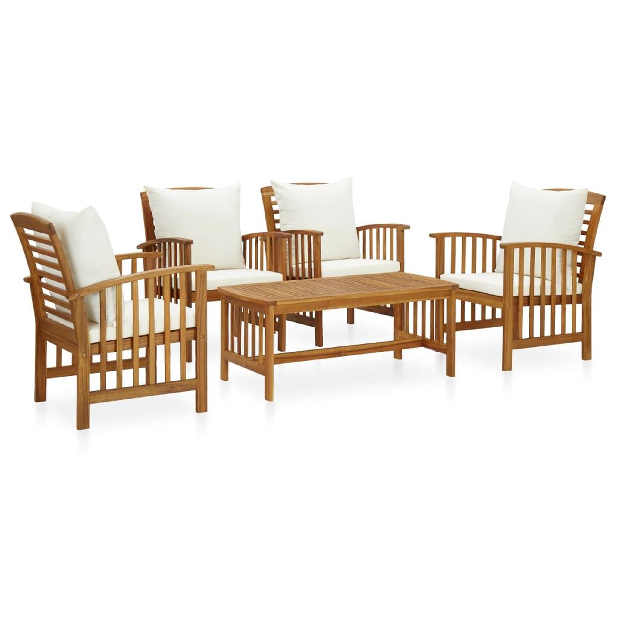 Voir la diapositive 1 : VIDAXL Salon de jardin 5 pcs avec coussins Bois d'acacia solide