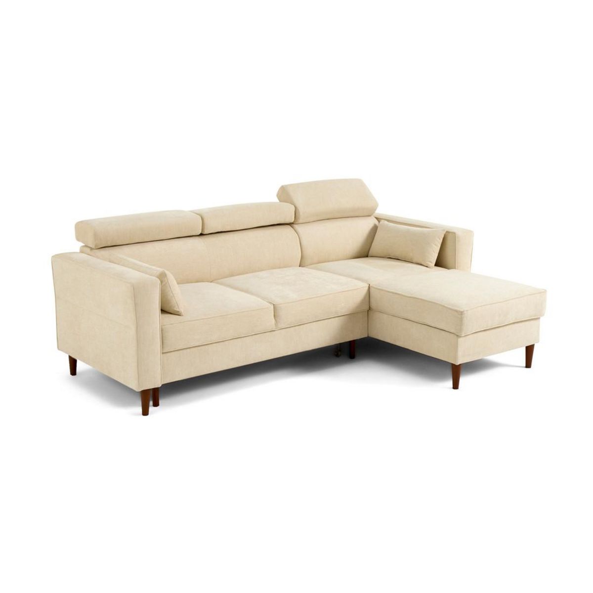 BEST MOBILIER Alicante - canapé d'angle réversible convertible avec têtières - coffre - 4 places - en tissu texturé