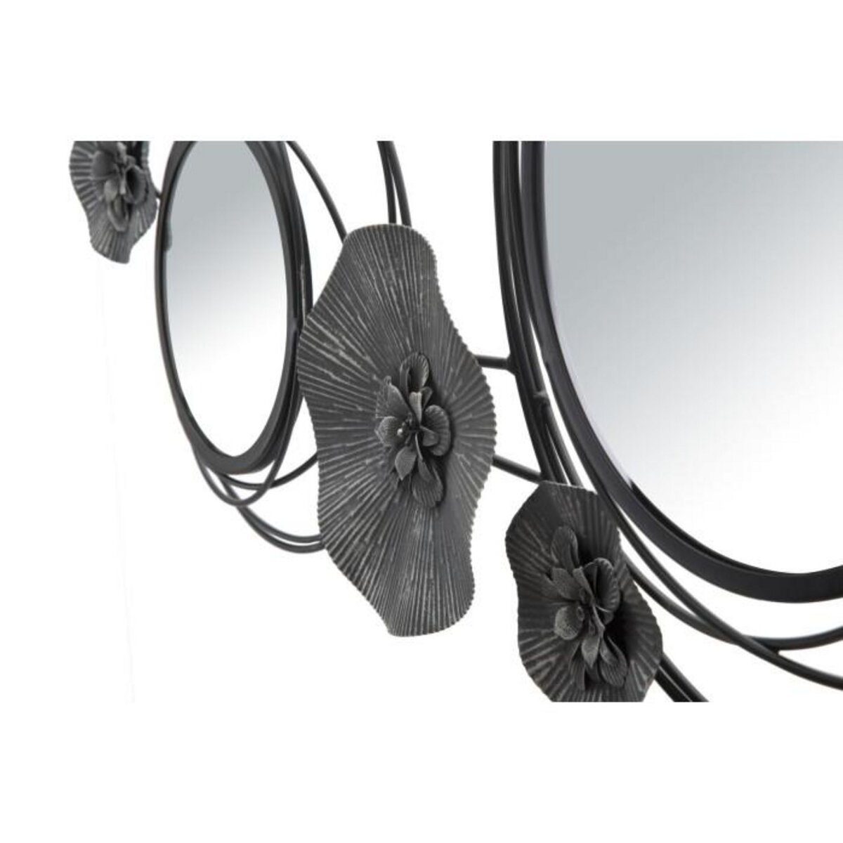 Paris Prix Décoration Murale 4 Miroirs  Ronds  117cm Noir & Gris