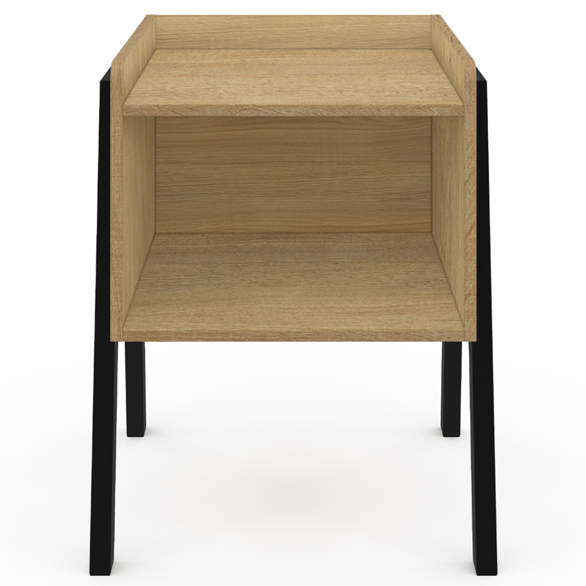 Voir la diapositive 3 : ID MARKET Lot de 2 tables de chevets dalat 1 niche bois et pieds métal noir design industriel