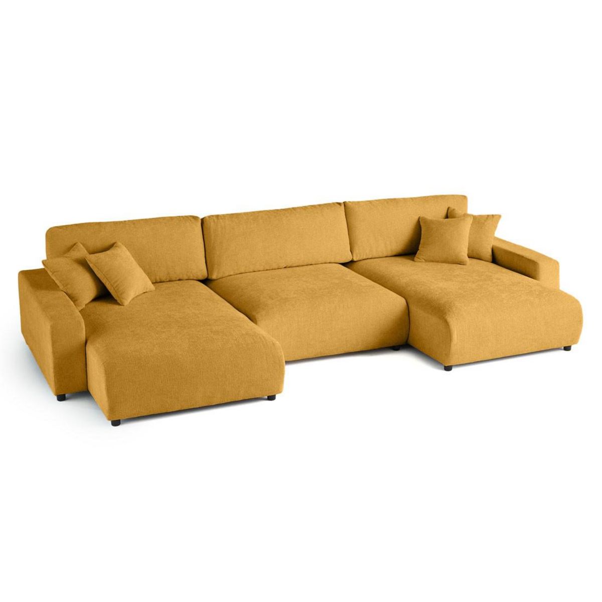 LISA DESIGN Pivoine - canapé panoramique en u - 7 places - convertible avec coffre - en velours texturé