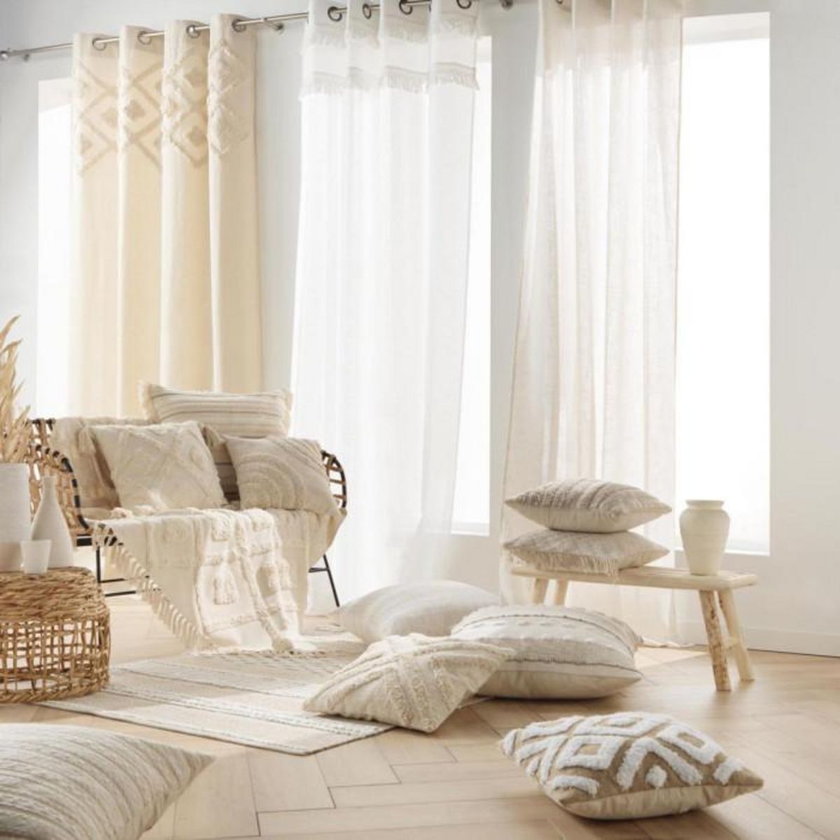 Paris Prix Coussin Déco Tissé  Island  60x60cm Beige