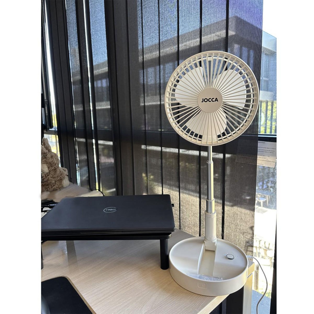 Jocca Ventilateur Silencieux Sans fil à Batterie Rechargeable USB BLANC Pliable & Pied Télescopique Télécommande Autonomie 24h Jocca