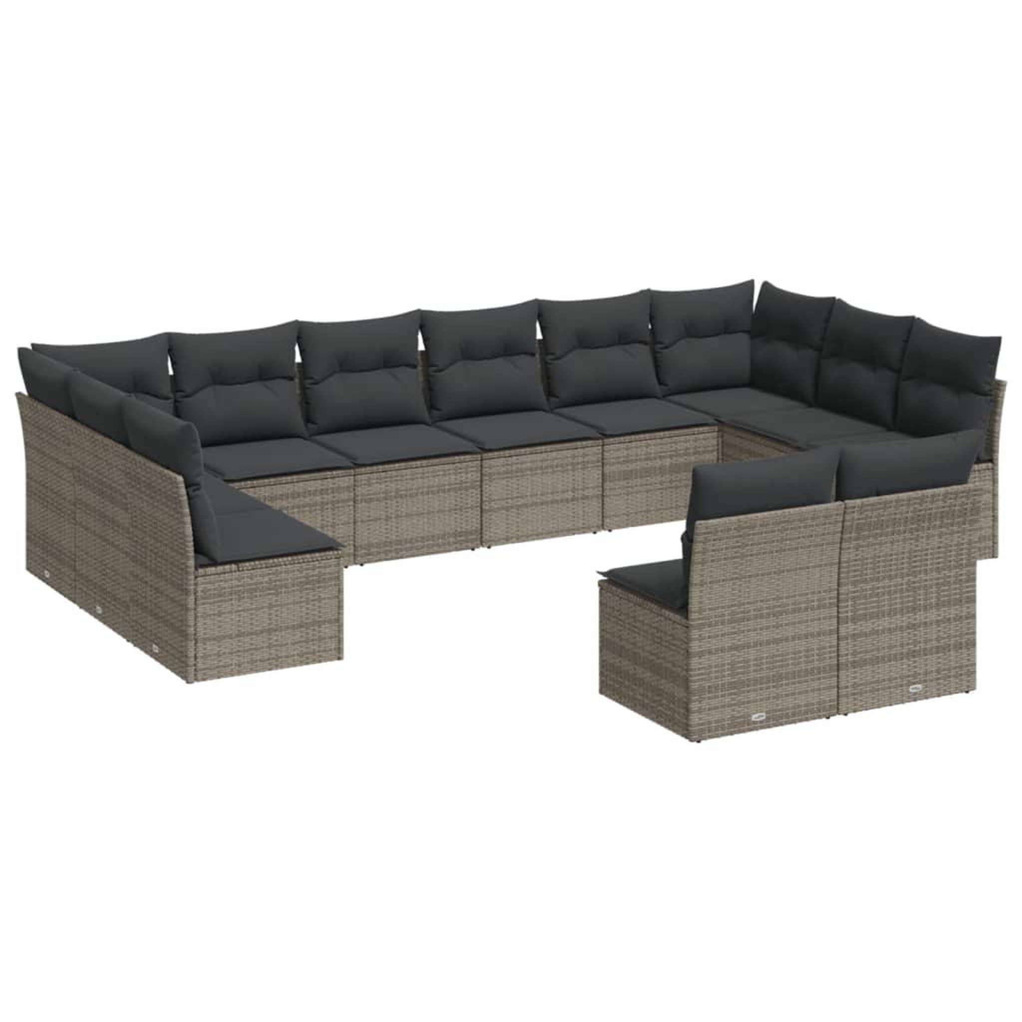 Voir la diapositive 2 : VIDAXL Salon de jardin avec coussins 12 pcs gris resine tressee