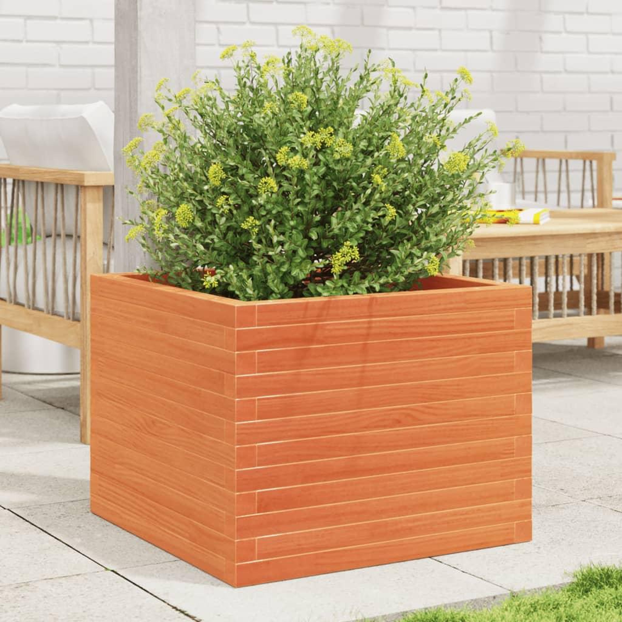 VIDAXL Jardiniere cire marron 60x60x46 cm bois de pin massif