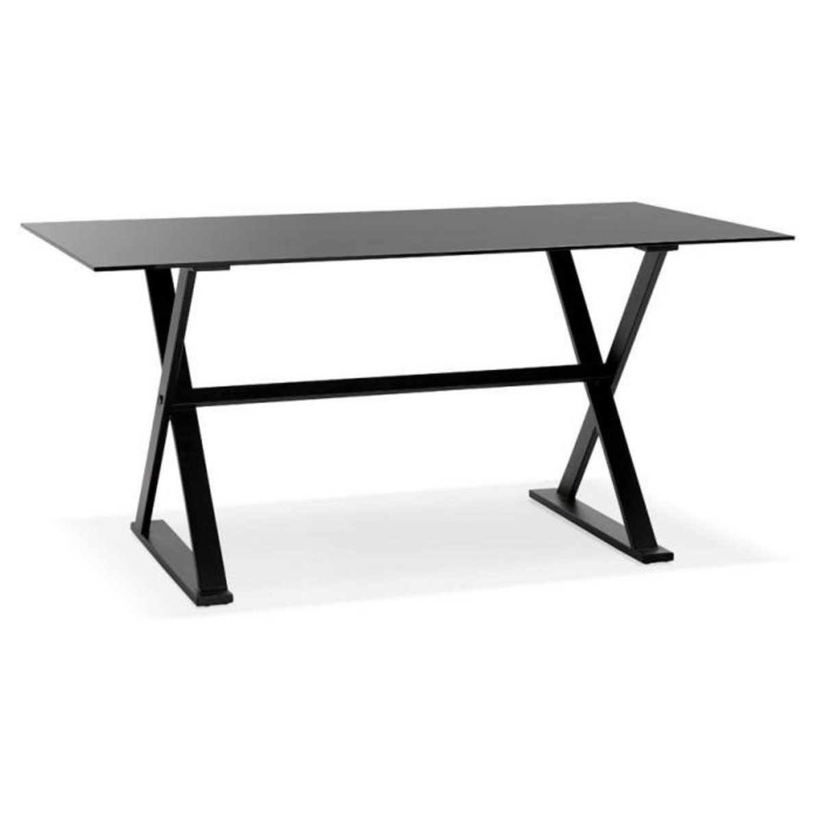 Paris Prix Table Design en Verre  Trinidad  160cm Noir