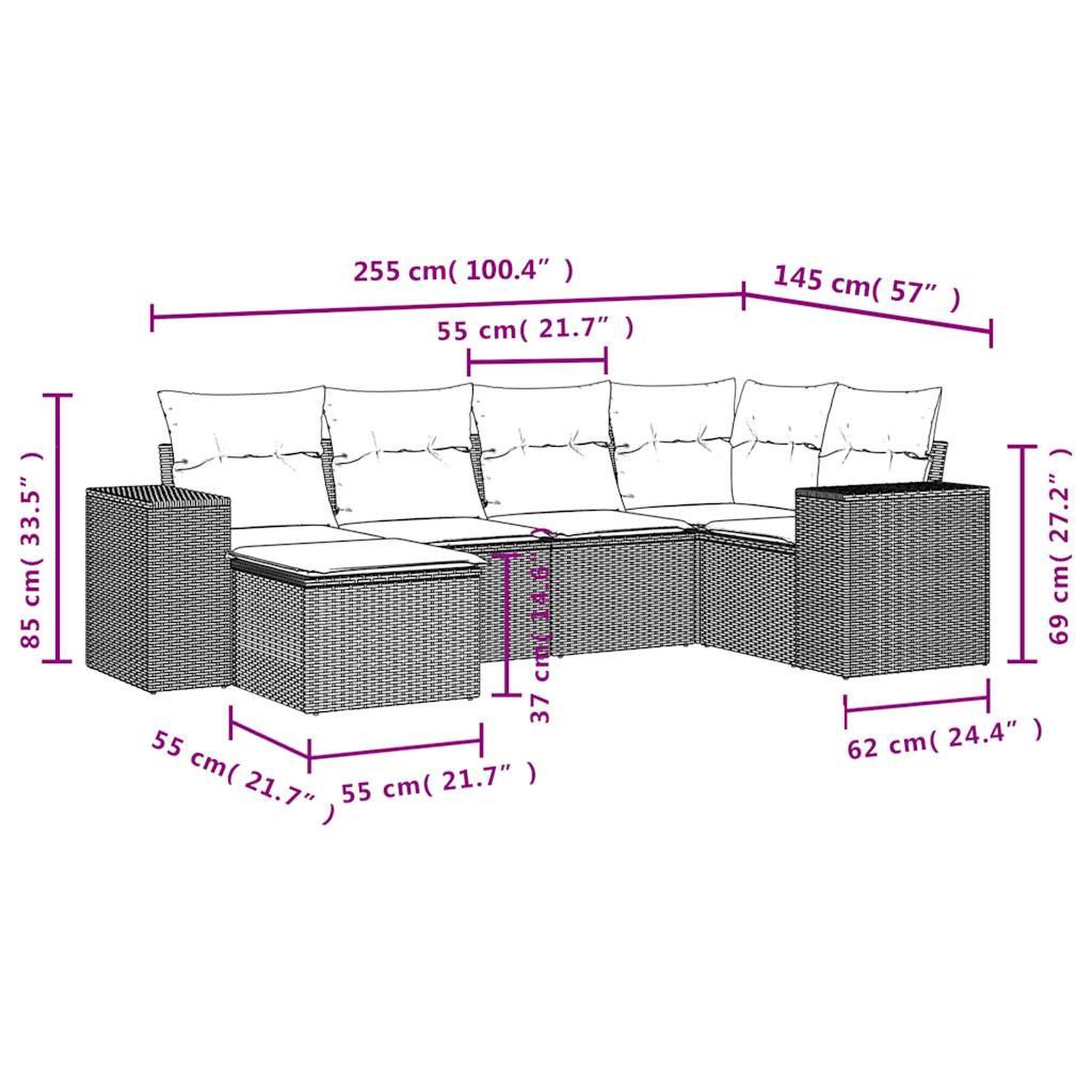 Voir la diapositive 6 : VIDAXL Salon de jardin 6 pcs avec coussins noir resine tressee