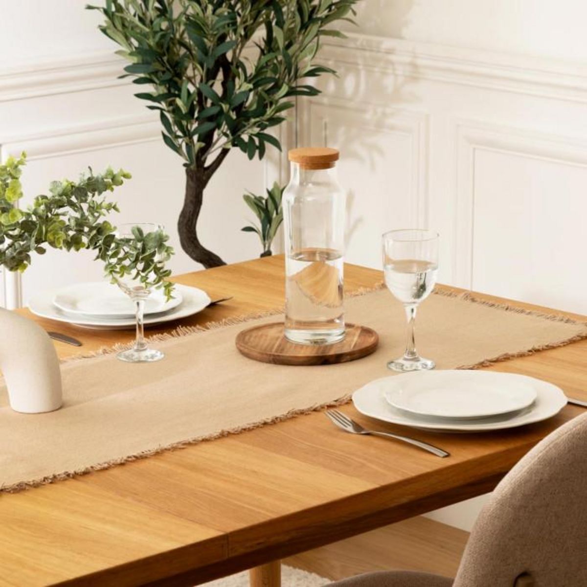 SECRET DE GOURMET Chemin de Table  Maha  38x140cm Beige