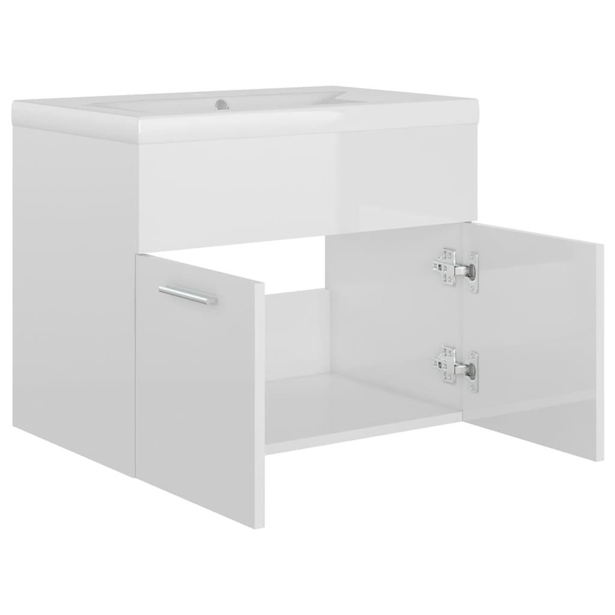 Voir la diapositive 5 : VIDAXL Armoire d'evier avec lavabo integre Blanc brillant Agglomere