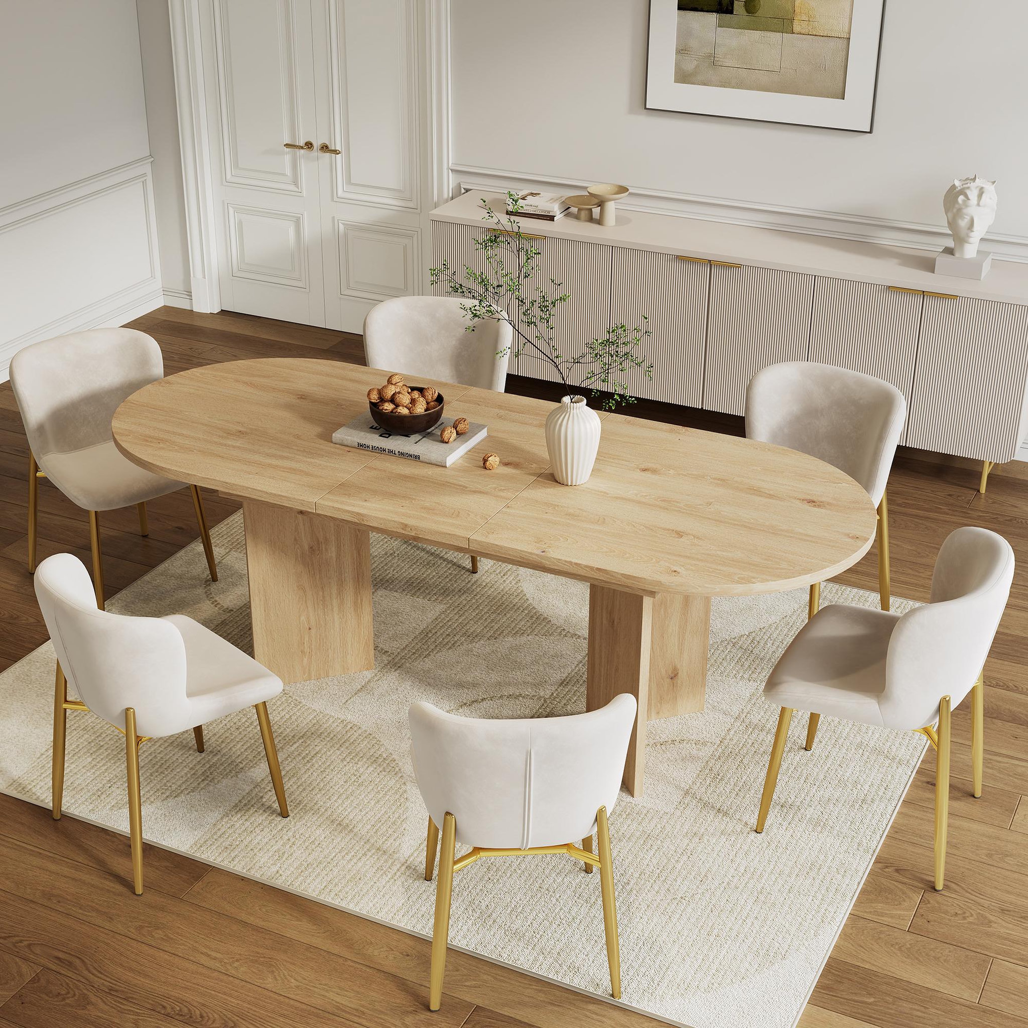 Voir la diapositive 4 : MERAX Table extensible 120/160x80 cm pour 4-6 personnes avec angles arrondis
