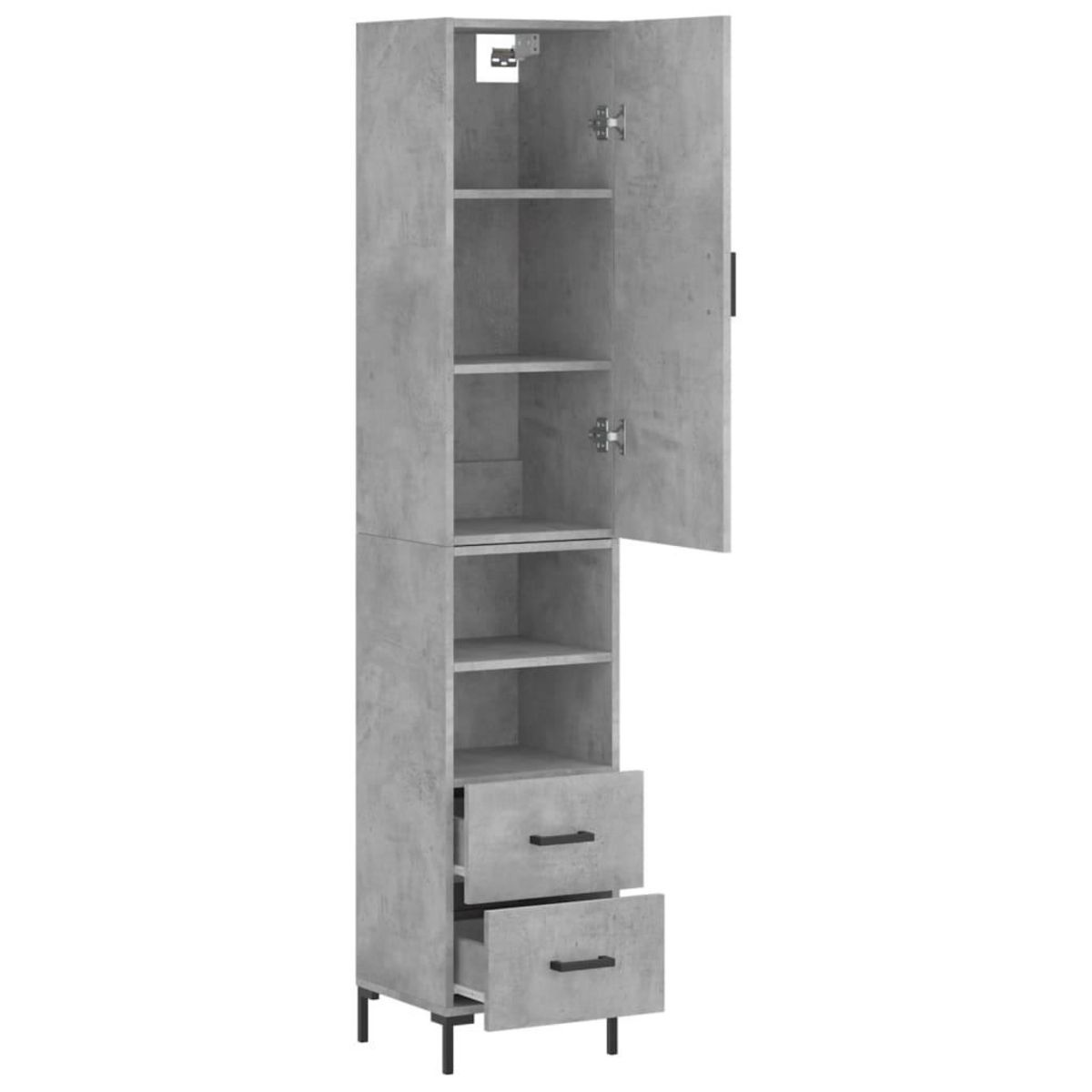 VIDAXL Buffet haut Gris beton 34,5x34x180 cm Bois d'ingenierie