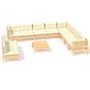 Voir la diapositive 2 : VIDAXL Salon de jardin 11 pcs avec coussins creme Bois de pin solide