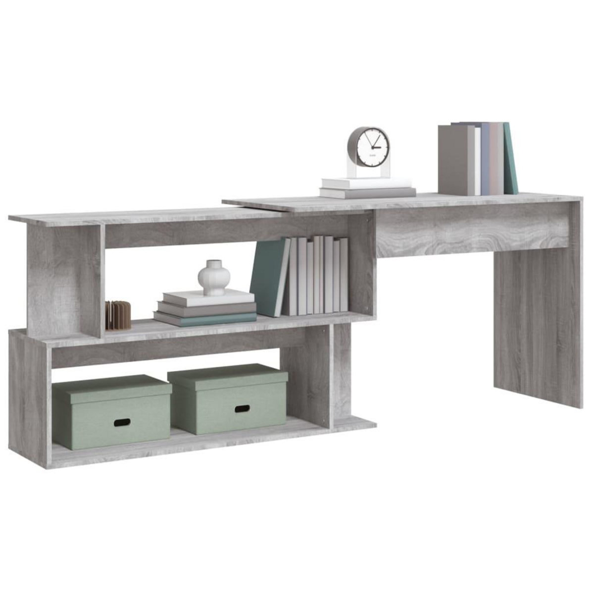 VIDAXL Bureau d'angle Sonoma gris 200x50x76 cm Bois d'ingenierie