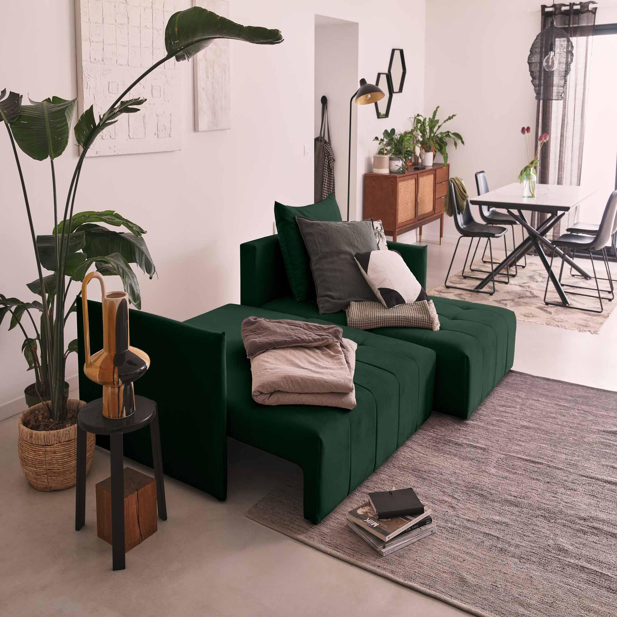 Voir la diapositive 3 : BEST MOBILIER Petra - canapé d'angle réversible - convertible avec coffre - 4 places - en velours