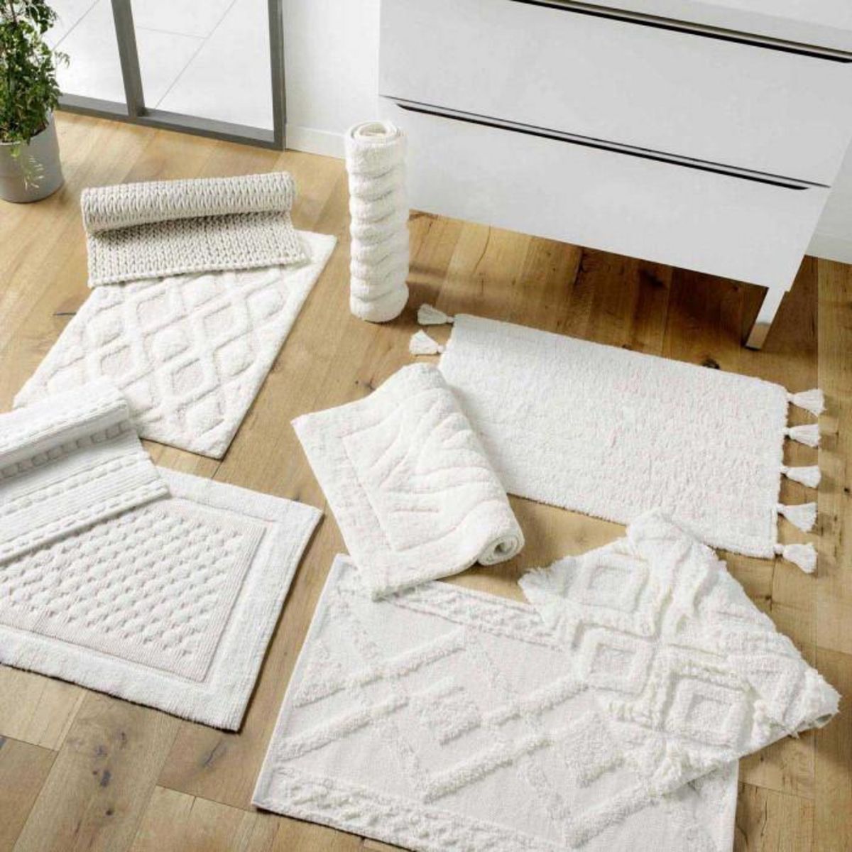 Paris Prix Tapis de Bain Jacquard  Angelis  50x80cm Blanc