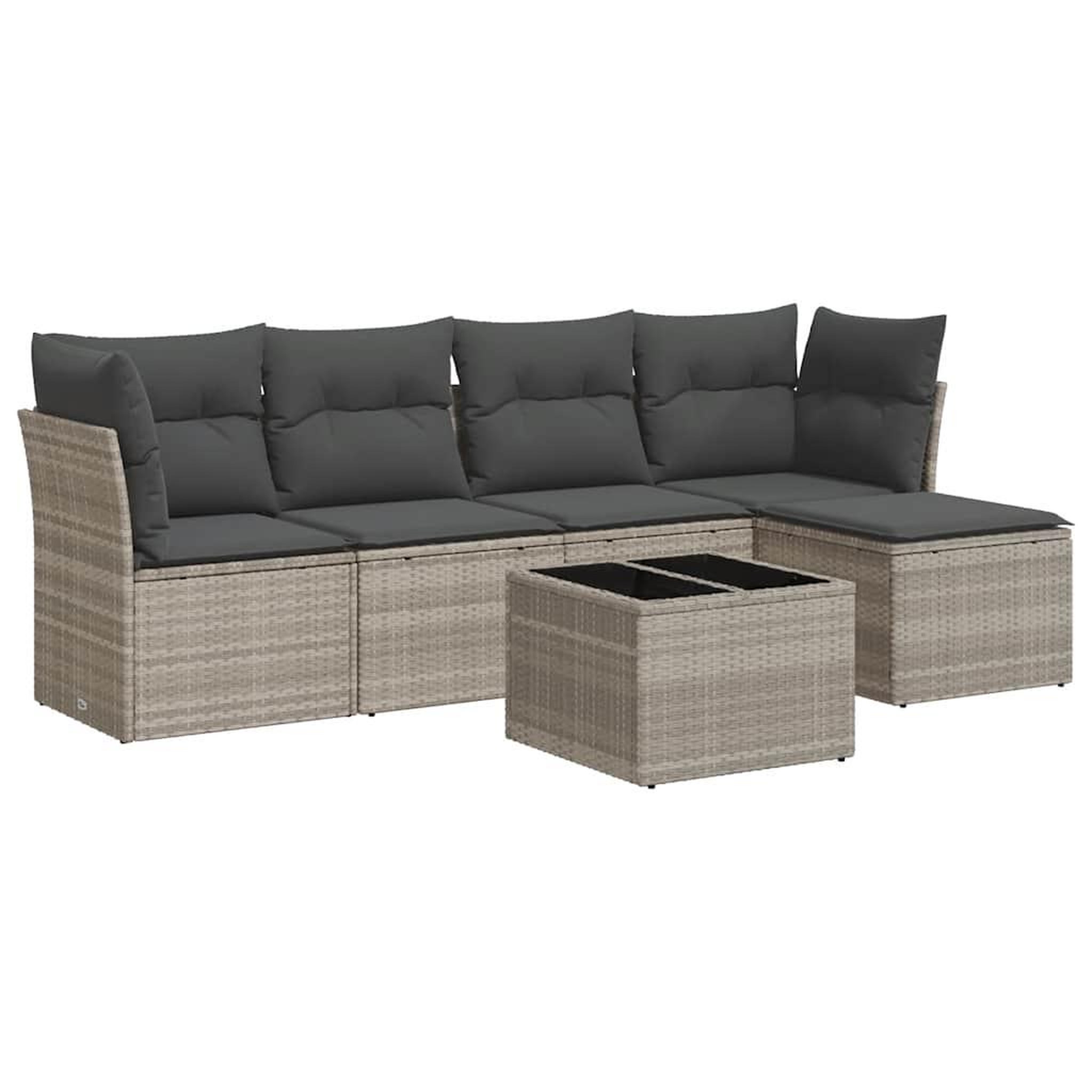 Voir la diapositive 2 : VIDAXL Salon de jardin 6 pcs avec coussins gris clair resine tressee