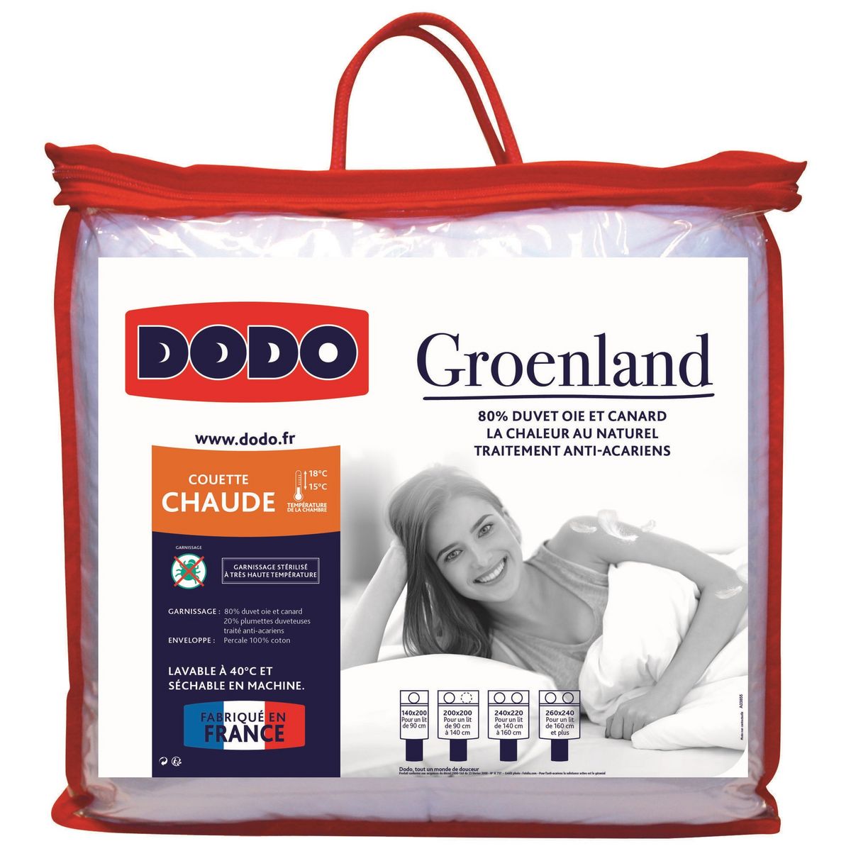 DODO Couette chaude percale 80% duvet 20% plumettes GROENLAND
