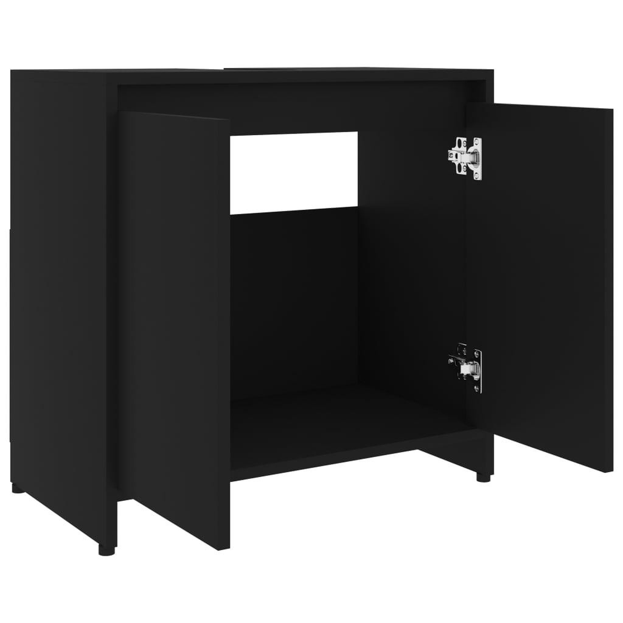 Voir la diapositive 5 : VIDAXL Armoire de salle de bain noir 60x33x61 cm Bois d'ingenierie