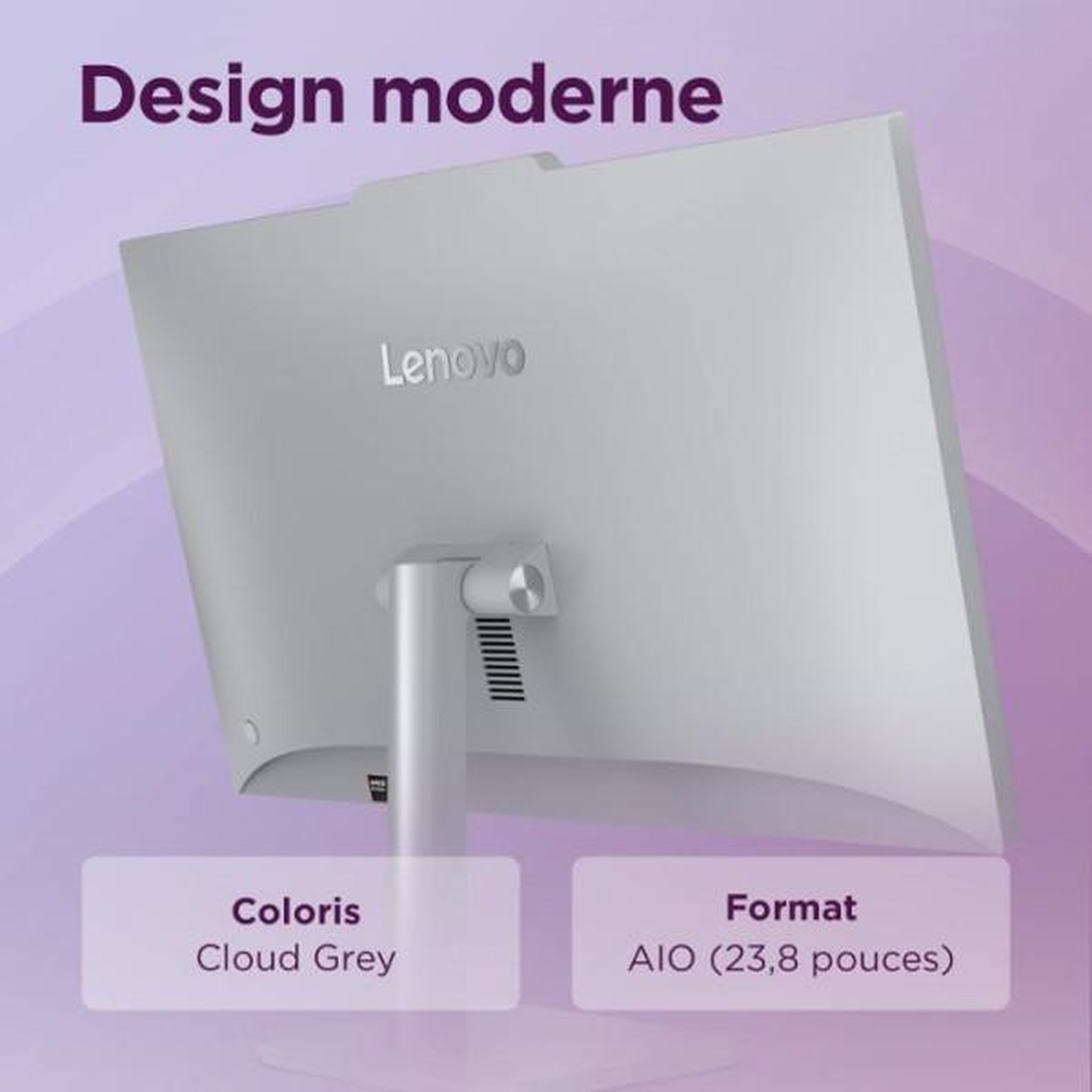 Voir la diapositive 5 : Lenovo PC Tout-en-un LENOVO Lenovo A105 24 - Sans Windows - 23.8 FHD - Ryzen 5 40 - RAM 8 Go - SSD 512 Go - Clavier + Souris filaire