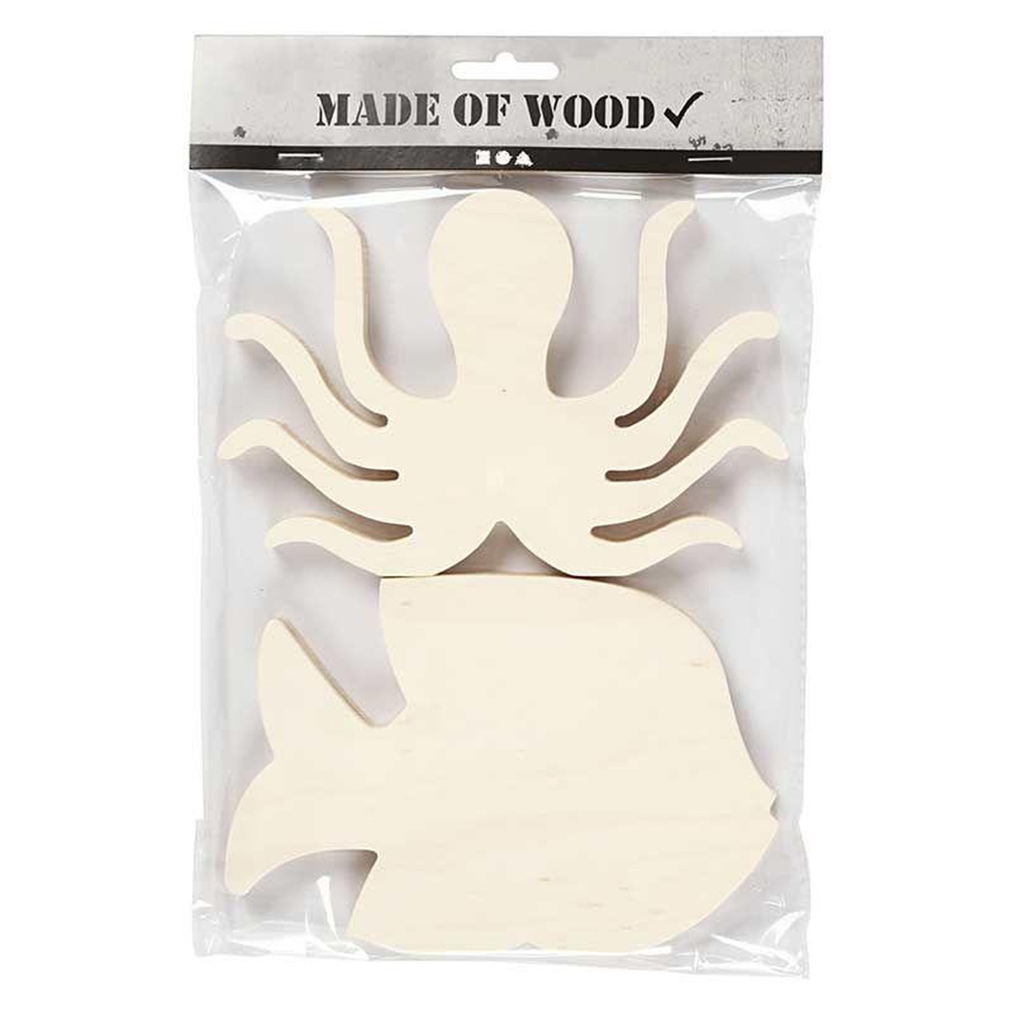 CREATIV COMPANY Pieuvre et poisson en bois à décorer 16 x 11 cm