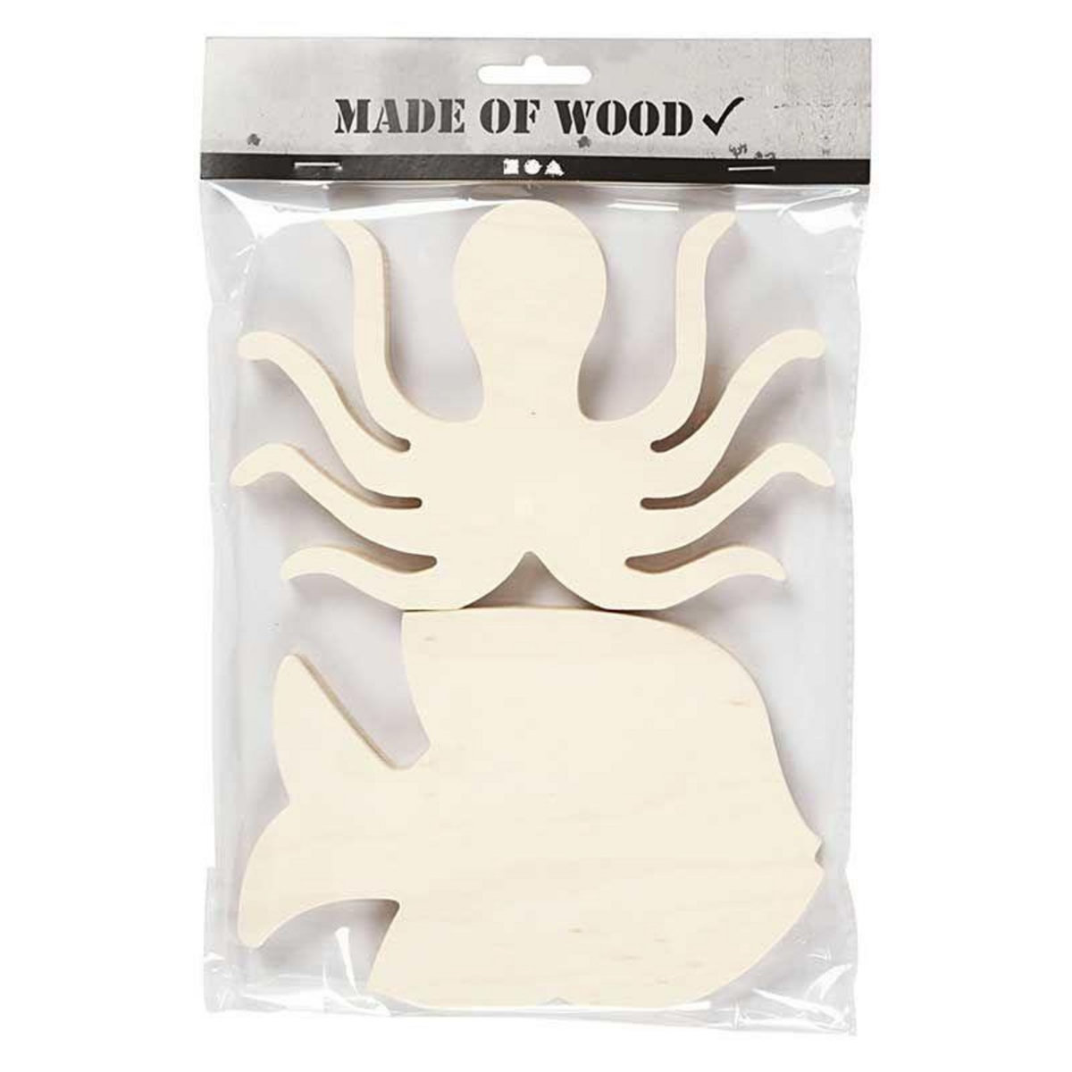 CREATIV COMPANY Pieuvre et poisson en bois à décorer 16 x 11 cm