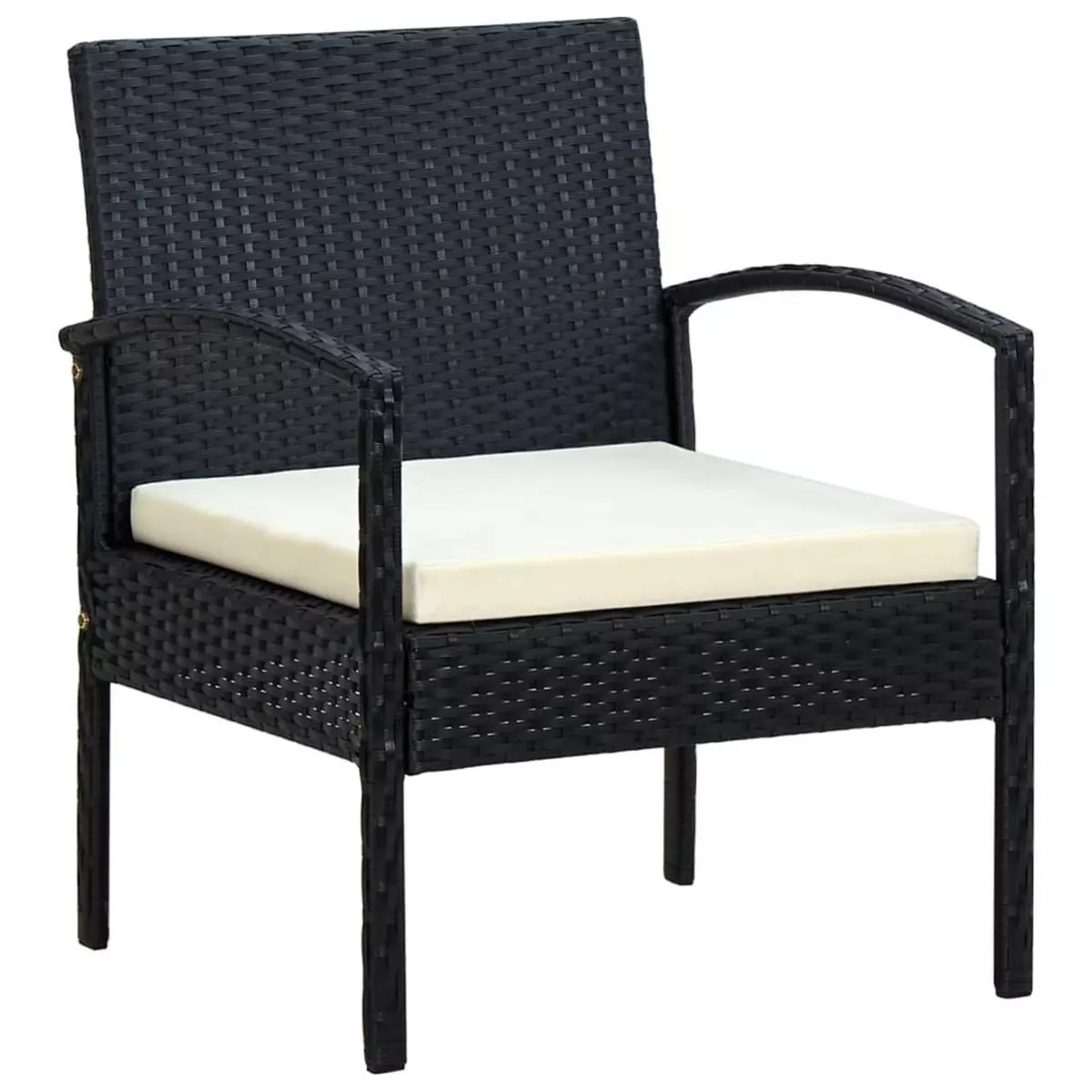 VIDAXL Chaise de jardin avec coussin Resine tressee Noir