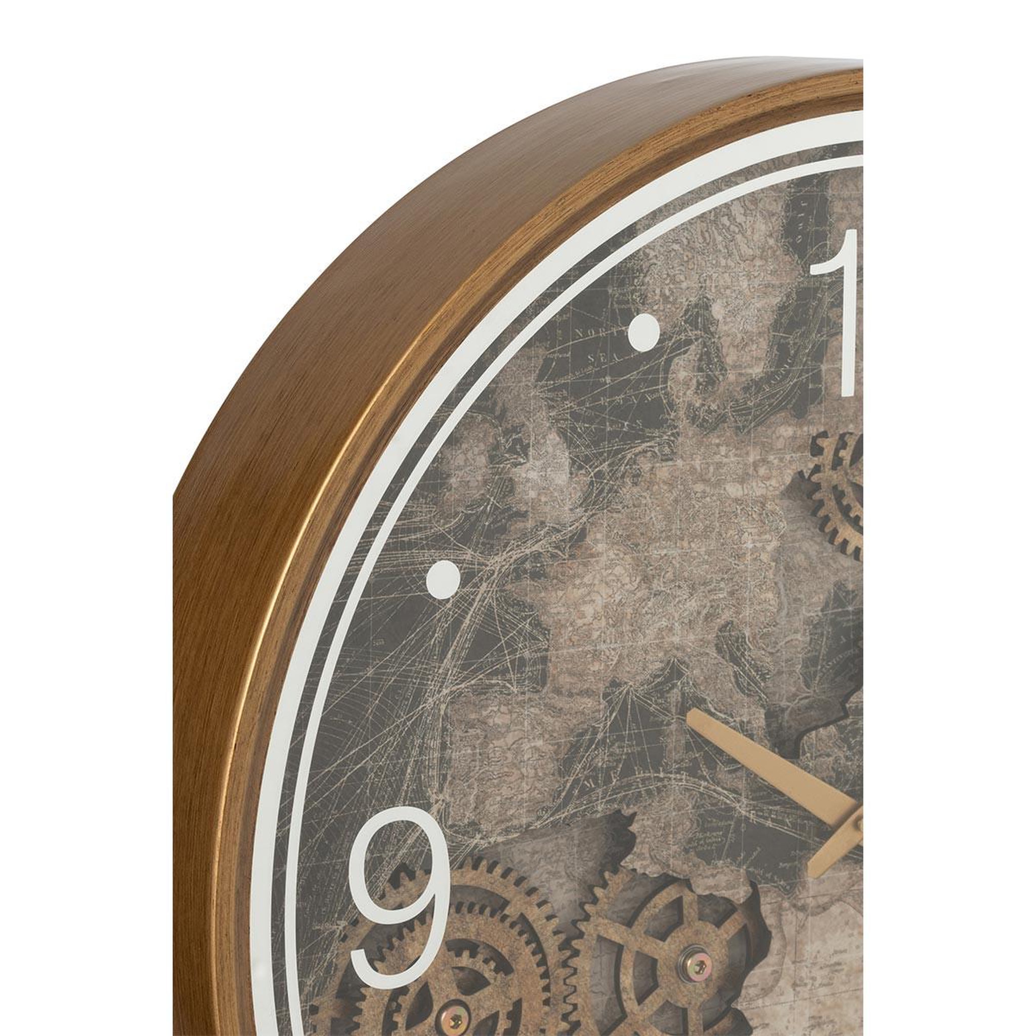 Voir la diapositive 2 : J-LINE Horloge murale  carte europe  60cm or