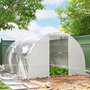 Voir la diapositive 2 : OUTSUNNY Serre tunnel 13,5 m² dim. 4,5 x 3 x 2 m - 6 fenêtres, porte zippée enroulable - acier galvanisé PE haute densité blanc