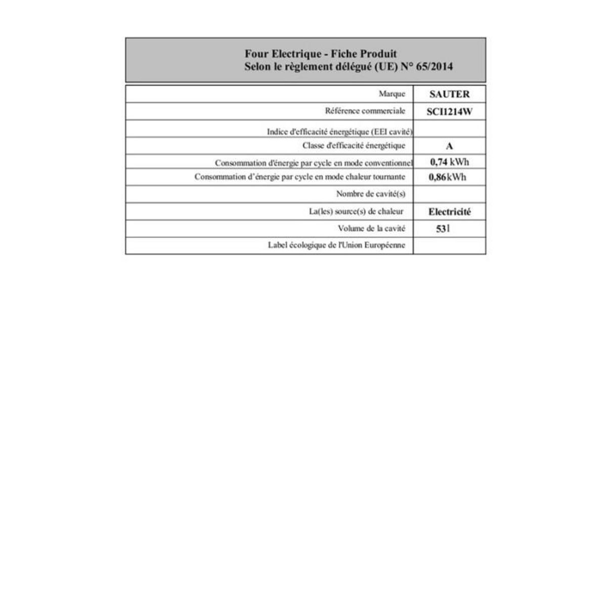 Sauter Cuisinière induction Multifonction SAUTER 60cm, 4218469